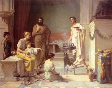 ジョン・ウィリアム・ウォーターハウス Painting - アスクレピオス神殿に運び込まれた病気の子供 ギリシャ人 ジョン・ウィリアム・ウォーターハウス
